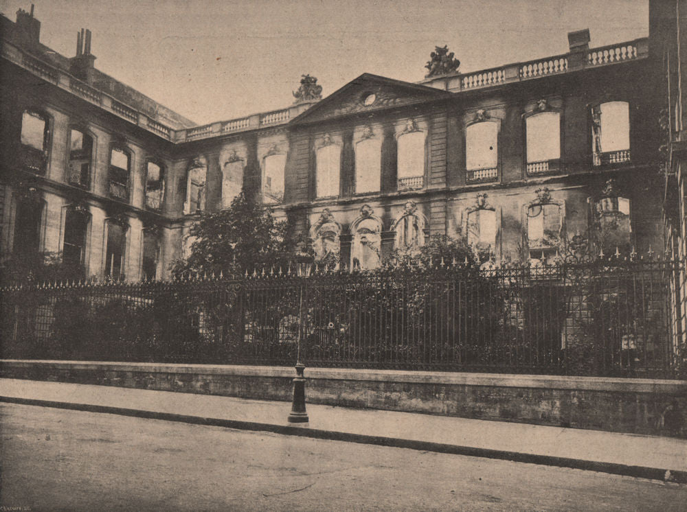 PARIS COMMUNE 1871. Hotel de la Caisse des Dépots et Consignations c1873 print